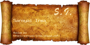 Sarnyai Irma névjegykártya