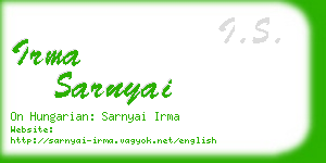 irma sarnyai business card